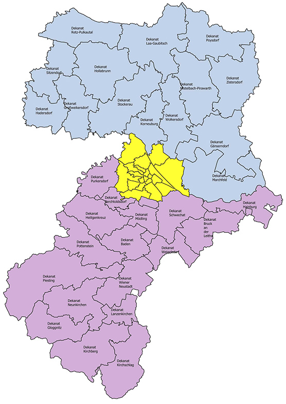 Karte Erzdiözese Wien